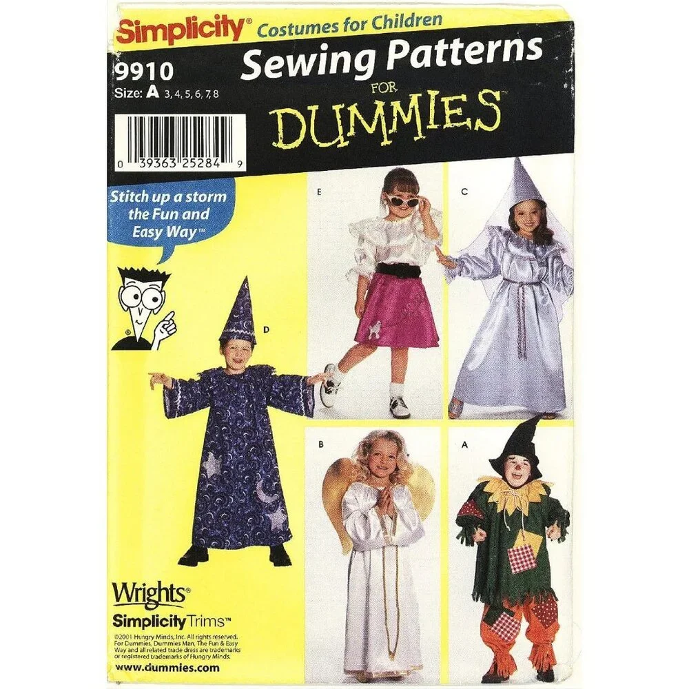 Simplicity 9910 Childrens Sewing Patterns Wizard & Angel Costumes Size A‎ 3-8